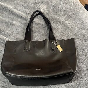 Coach Black leather tote bag.